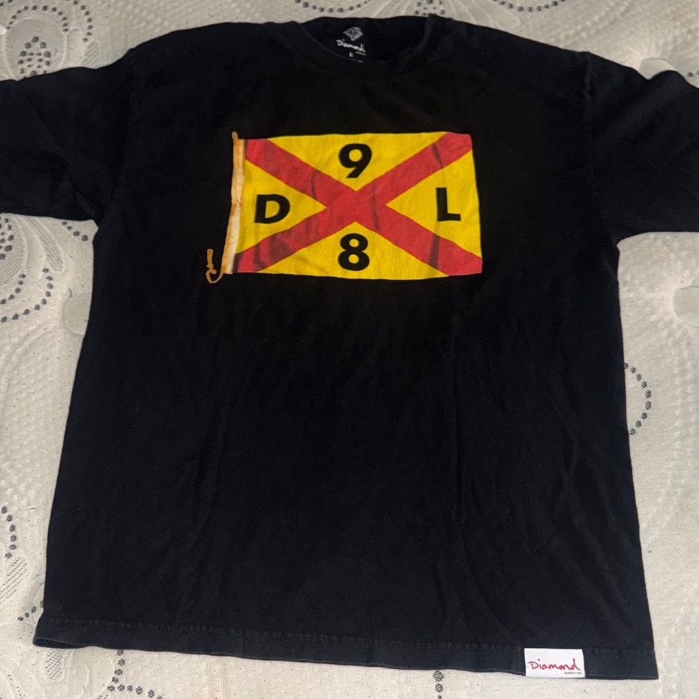 Diamond Supply Co. Black Tee with Red Script Logo size large